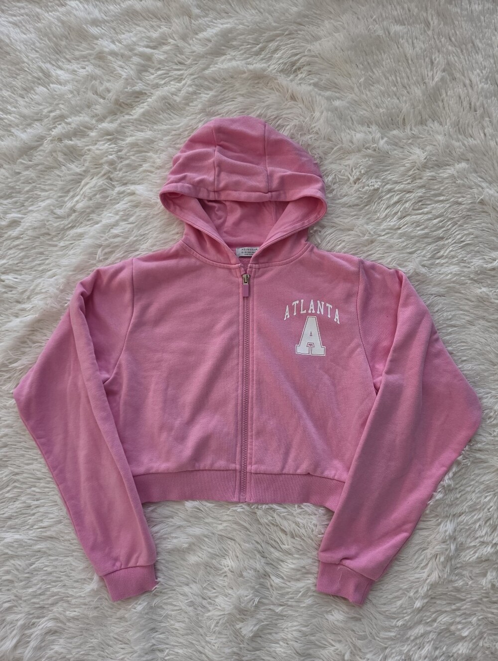 Pink Atlanta Cropped Zip Up Hoodie Girls 12/13 Years